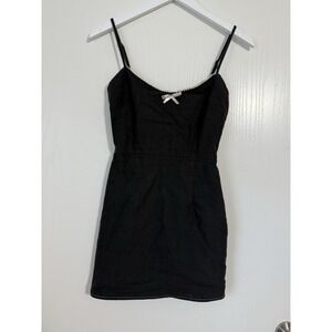 Urban Outfitters Sleeveless Black Mini Dress With Lace Trim Size XS